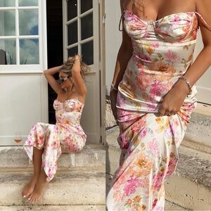 House of CB ‘Josefina’ Ivory Floral Maxi Dress XS-US 2-4